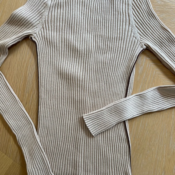 ATM Beige Ribbed Button-Up Women's Sweater - Picture 5 of 6